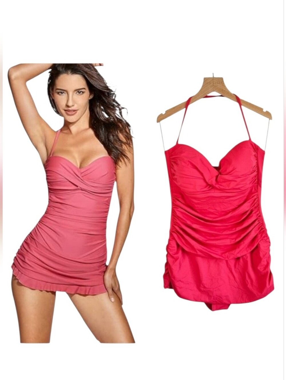 DOBREVA Bandeau One Piece Ruched Swim Dress NEW
